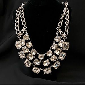Chunky chain and glass rhinestone necklace statement necklace.
